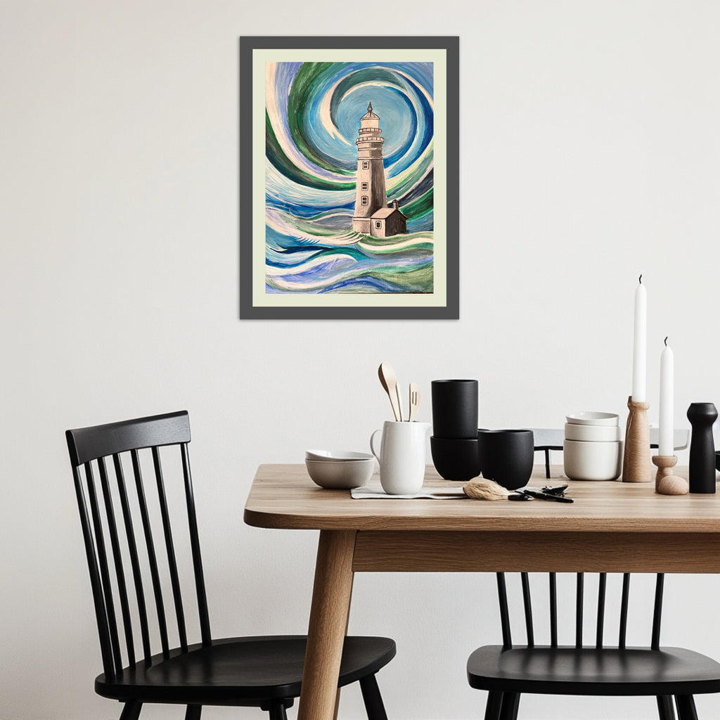 Leuchtturm im Sturm (03.2025) - Original Gemälde