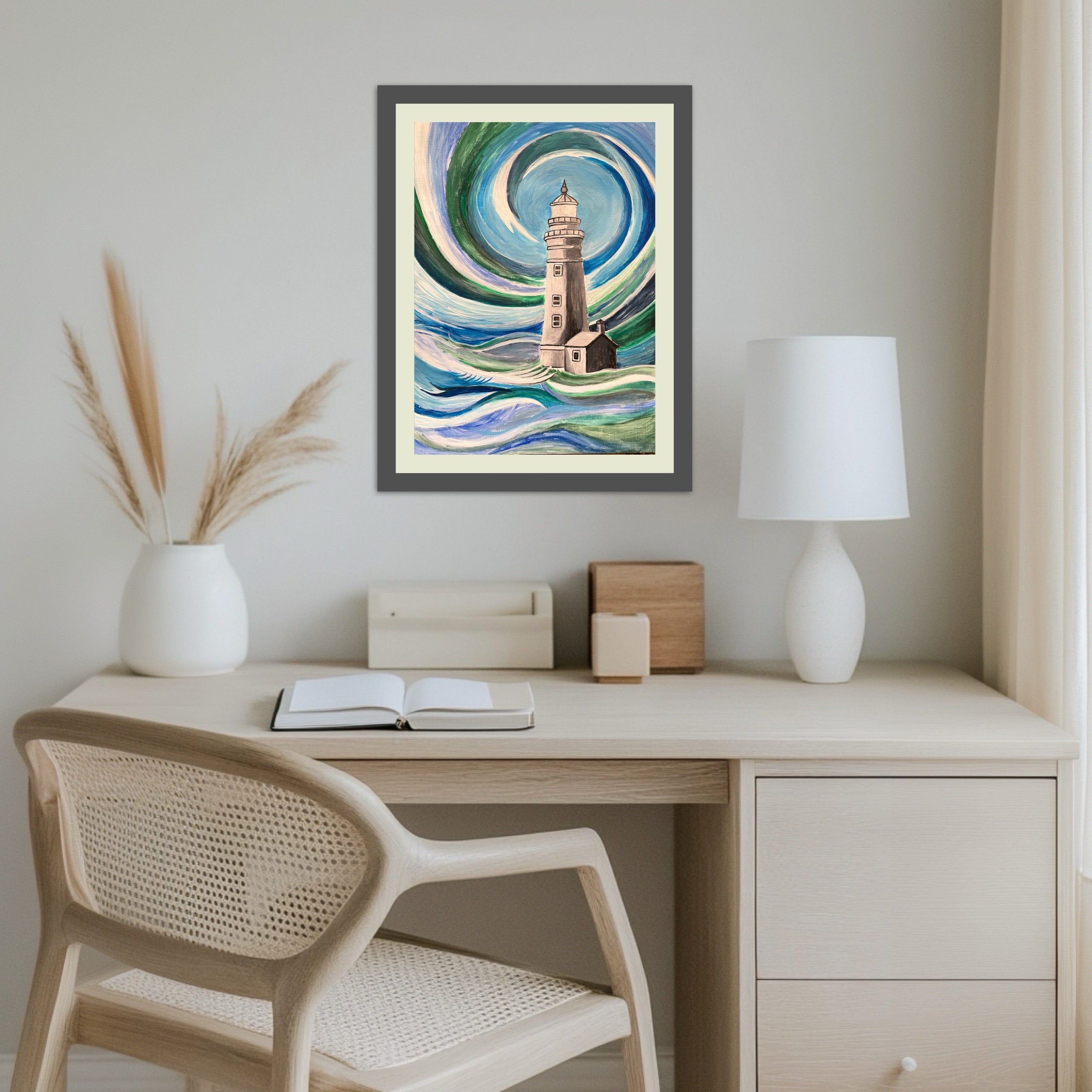 Leuchtturm im Sturm (03.2025) - Original Gemälde