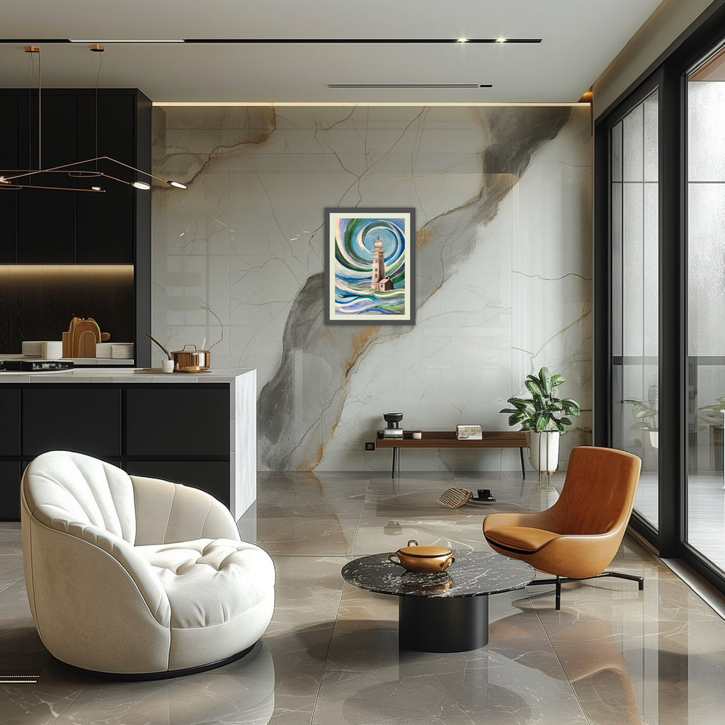 Leuchtturm im Sturm (03.2025) - Original Gemälde